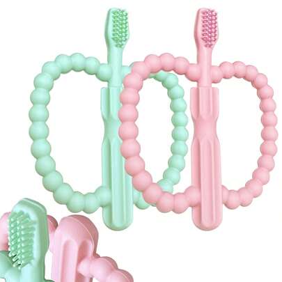 Teething Toys Babies 0-36 Months -Anti-Choking Design With Easy-Hold Handle,Silicone Infant Toothbrush Gum Massage,Soothe Sore Gums Infant Toddlers Silicone Teether Tubes,Party Gifts,Birthday