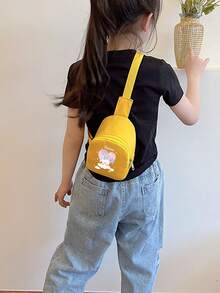 1pc Cute Pony Print Shoulder Bag, Zipper Closure, Casual Crossbody Chest Bag, Suitable For Teens, All Seasons Daily Use - A - View 6