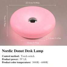 Modern Sweet Orange Donut Lamp, 3-Color Dimmable Desk Lamp, Rechargeable, Control Switch, Suitable Bedroom, Desk Decor - Pink Donuts - View 2