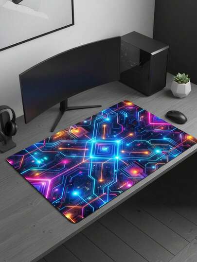 Large Size Mouse Pad, Waterproof Non-Slip Smooth Fabric Surface, Colorful Neon Circuit Board Gamer Design, Suitable As Keyboard Mat, Desk Mat Or Book Mat, Ideal For Gamers, Office And Dorm Use, Compatible With Mouse And Trackball, Great Gift For Gamers
