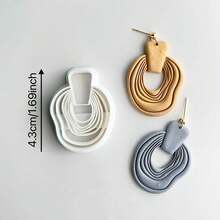 Polymer Clay Mold Set, Line Art Shapes, Suitable For French Earrings, Hollow Pendant DIY Craft Jewelry Making - White - View 5