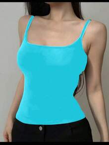 Basic Women's Tank Top With Straps. Basic Baita Nightgown/Vest - Baby Blue - View 2
