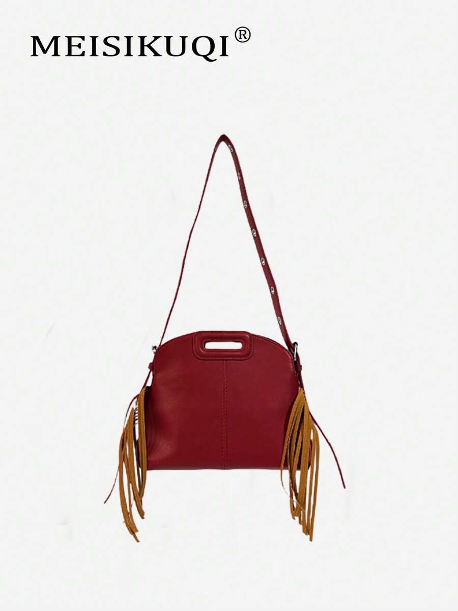 2025 New Unique Design Tassel Handbag, Personalized Fashion Versatile Casual Commute Shoulder Crossbody Bag