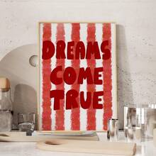 "1 tấm tranh treo tường chủ đề 'Giấc mơ thành hiện thực', poster phong cách retro đỏ trắng, thiết kế chữ, họa tiết thời trang, trích dẫn nổi tiếng" - A - Xem 6