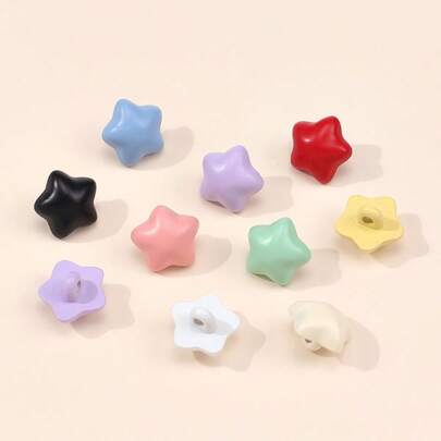 10 قطعة أزرار راتنجية بشكل نجمة كرتونية جميلة بقطر 1.8 سم/0.71 بوصة، أزرار خياطة بلاستيكية، مناسبة للتريكو والملابس DIY والحرف اليدوية ومستلزمات الفن والإكسسوارات الخياطة