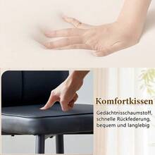 Modern Minimalist Round Table Set (With 4 Black Polyurethane Chairs And Black Metal Legs), 100cm Diameter Round Table With Black Wood Look, Suitable For The Living Room, Etc. - Black - View 6