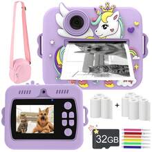 Kids Instant Print Camera, Children's Digital Camera With Instant Photo Printing Function, 8x Optical Zoom, 1080P HD Video, Equipped With Rechargeable 1200mAh Large Capacity Battery, Built-In Flash, Portable And Easy To Use, Compact And Lightweight, Suitable For Travel, Home Photography And Outdoor Activities, Perfect Gift For Holidays And Special Occasions (Christmas, Birthday, New Year). - Multicolor - View 3