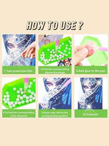 1pc DIY Blue Rose Pearl Painting, 5D Handmade Diamond Painting Set, Frameless Art Embroidery Cross Stitch Diamond Painting, DIY Art Craft Wall Decoration Painting, Special Pearl Diamond Design To Make The Picture More Vivid And Three-Dimensional - Cartoon - View 8