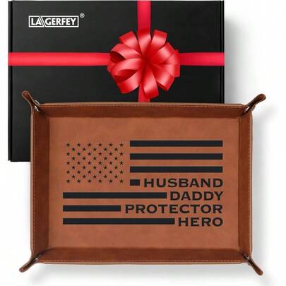 Fathers Day Dad Gifts Husband Dad - Fathers Day Dads Gifts From Daughter Son Wife, Dads Birthday - Gift For Dads, Husband, Stepdad, Men - PU Leather Tray