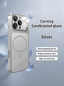 1个苹果独家磁吸式大窗口17 PRO MAX手机壳（升级版） - 兼容 17/17 Pro Max/16/15/14/13/12/11/苹果Air，哑光表面，支持无线充电，瞬间将您的手机变成17系列的外观 - 銀色 - 查看 4