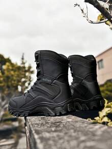 New Hiking Shoes, Training Boots, Trekking Shoes, Outdoor Shoes, Desert Camping Boots, Safety Work Boots, Lightweight Durable Comfortable High-Top Shoes, Fashionable Men's Shoes - Black - View 2