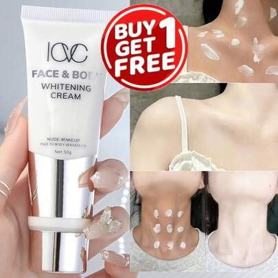 Compra 1 y llévate 1 gratis, 2 piezas de crema humectante blanqueadora de base, adecuada para todos los tonos de piel clara, hidratante, unisex para hombres y mujeres