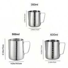 Stainless Steel Milk Frother, Silver, 350ml/600ml/900ml - Milk Latte Art Cup - View 7