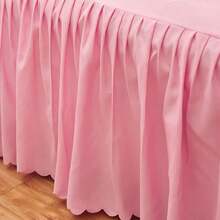 1件纯色活性染色床裙，亲肤磨毛荷叶边床品套装 - 淺粉色 - 查看 4