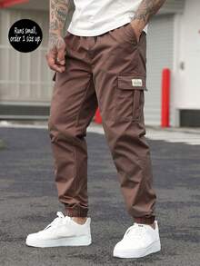春秋新款男士多口袋宽松休闲工装裤，尺码偏小，建议选购大一码。尺码表见内。 - 咖啡棕 - 查看 2