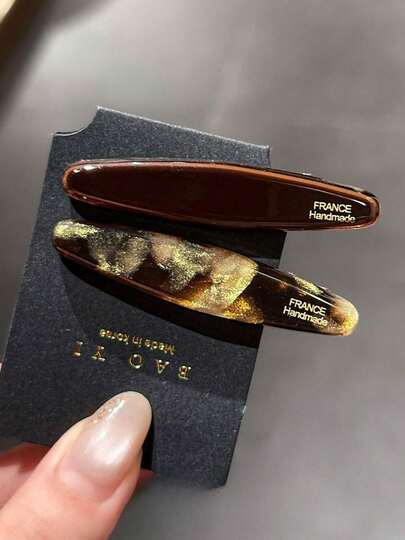 2pcs/1pc New Oval Willow Leaf Acetate Hair Clips, Women Bangs Hairpins, Duck Clip Side Hairpin, Hair Slides Hair Accessories