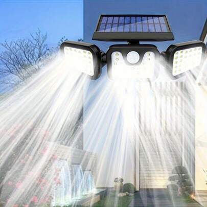 1/2个户外太阳能灯，灯头可拆卸/可调光/旋转，IP44防水，带运动传感器和智能灯光控制系统，3级亮度，270°广角照明，ABS+PC材质，内置1200mAh可充电电池，太阳能应急露营灯，适用于前门、花园、车道、车库、庭院、商业街道照明，是婚礼、情人节、母亲节、返校季、圣诞节、万圣节等节日装饰照明的理想之选。