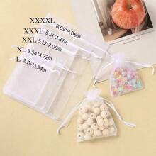 10 piezas Bolsas de organza con cordón de malla blanca - Empaque protector para regalos de boda, Navidad, fiestas de cumpleaños, caramelos, jabones, frutas y talla grande (Varios tamaños) - bolsa de embalaje - Ver 11
