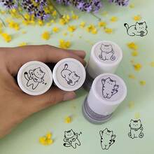 4pcs Cute Cat Stamp Set - Cartoon Cat Pattern Stamps - Animal Stamps - Motivational Stamps, Suitable For Crafts, Scrapbooking, Back To School Rewards - Sets - View 3