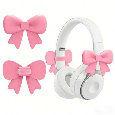 2pcs Headphone Butterfly Decor, 1 Pair Cute Headphone Butterfly Accessories, Silicone Headphone Butterfly Ornament, Washable, Adjustable Strap, Soft & Stretchable, Suitable For Various Headphones
