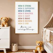 1幅带框帆布墙画，母子主题，配以励志语录，母亲节礼物，乡村风装饰，女孩房装饰，婴儿房装饰，游戏室装饰，浴室装饰，母亲节装饰品 - 彩色 - 查看 7