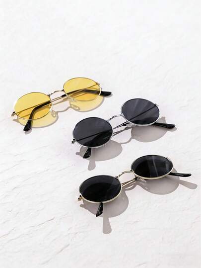3pcs Retro Style Kids Metal Glasses, Round Frame, Perfect For Travel Outfit; Fashionable Accessory