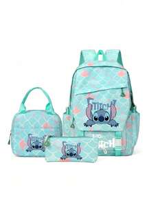 Ba lô học sinh hình hoạt hình Stitch, nhẹ, quà tặng gia đình/ngày lễ/Halloween/Giáng sinh, ba lô đa năng dễ thương, nhẹ nhàng, cặp sách học sinh, bộ 3 ba lô, ba lô in hình du lịch ngoài trời - Nhiều màu - Xem 4