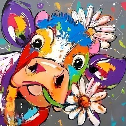 1套[30*30厘米/11.8*11.8英寸][40*40厘米/15.7*15.7英寸]5D亚克力钻石画套装，彩色牛图案，适合成人初学者DIY马赛克钻石画，全钻手工DIY钻石画，适用于客厅、卧室、办公室墙面装饰画，惊喜艺术家居装饰礼物，送给家人和朋友