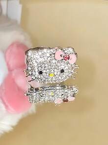 SANRIO 1pc Hello Kitty Cute & Sweet High-End Ring, Minimalist Fashionable Sparkling High-Quality Ring, Suitable For Daily Wear - Multicolor - View 7