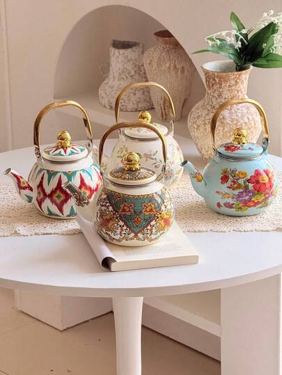 SummitPulse 1 Set, Exotic Style Enamel Teapot, Nordic Style Can Be Decorated With Dried Flowers And Fresh Flower Vases, All-Season Multi-Functional High-Temperature Resistant Kettle, Coffee Pot, Oil Pot, Vinegar Pot, Cold Water Pot, Small-Capacity Tea Pot With Filter, Portable Kettle For Outdoor Picnics And Camping, Gift For Friends And Relatives On Festivals And Birthdays