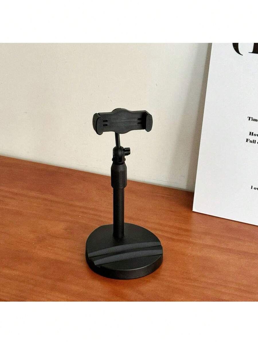 1pc Desktop Phone/Tablet Stand, Dual Card Slot Round Disc, Multifunctional Live Streaming Holder, Adjustable Telescopic 360° Rotatable Tilt Tripod Mount For Livestream Broadcast - Multicolor - View 1