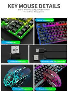 T87无线充电键盘鼠标套装，游戏背光无线键盘鼠标组合 - 查看 6