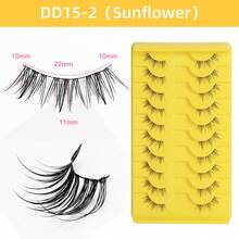 10 Pairs Demon/Cat Eye Style False Eyelashes, Natural Look, Curled Lashes, One-Piece Design, Sunflower/Camellia - View 13