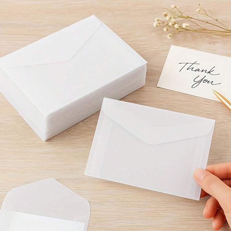 50*30/10 Set Of Transparent Cellophane Envelopes, Perfect For General Greeting Cards For Various Occasions Such As Weddings, Birthdays, Christmas, Thanksgiving, And Valentine's Day - Suitable For Office And School Use - Rectangle - View 1