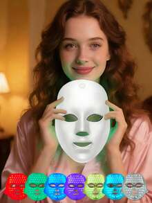 7-In-1 Facial Care Beauty Device, 7-Color LED Facial Care Tool, Automatic Cycling Facial Care Instrument, 7 Working Modes, Designed For Facial Beauty, Built-In 400mAh Rechargeable Battery, Fragrance-Free Portable + Adjustable Elastic Band, Suitable For Home And Travel, Perfect Gift For Mother And Friends - Multicolor - View 4