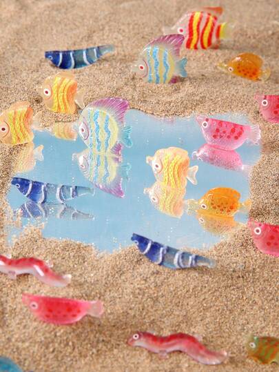 10 st färgglada plattfiskfigurer i harts, kreativa mikrolandskapsdekorationer som lyser i mörkret, tillbehör till akvariumlandskap