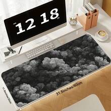 加长型游戏鼠标垫，日式云纹图案，大号电脑鼠标垫，缝边设计，长款 XL 动漫鼠标垫，适用于笔记本电脑和键盘（黑灰色云纹） - 查看 5