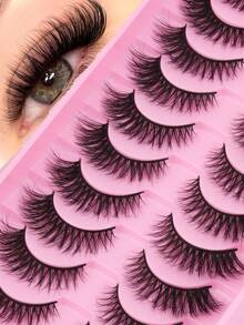 10 Pairs Of Mink False Eyelashes, Crisscrossed And Naturally Curled, Creating A Dramatic Effect. - Black - View 1