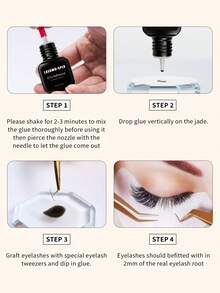 10毫升睫毛胶，0.5秒速干睫毛嫁接胶，5毫升/10毫升装，专业睫毛胶水，强力持久，沙龙级速干单根及浓密睫毛胶水 - 黑色 - 查看 3