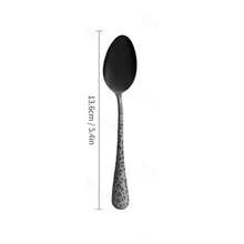4/8pcs Stainless Steel Black Cutlery Set, Unique Pattern Design With Laser Engraved Handles, Including Coffee Spoons, Dessert Spoons And Tea Spoons, Suitable For Kitchen, Dining Room And Cafe - Black - View 3