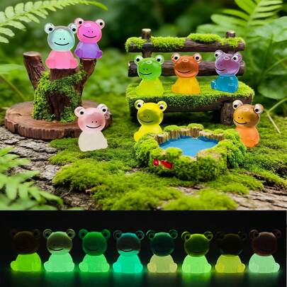 20pcs | Luminous Small Frog Ornaments | With Adhesive Backing | Resin Material | Gradient Colors | Outdoor Miniature Scenes | Luminous Rainbow Frog | Desktop Mini Landscape | Miniature Landscaping Tool | Cute Mini Gift | Essential For Handmade DIY Landscaping | Suitable For Aquarium Landscaping