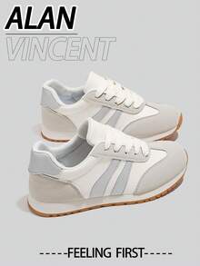 Alan Vincent Allen Vincent [休闲自由系列] 米色女士新款平底鞋，舒适时尚休闲运动鞋，适合办公室、户外、学生、日常穿着 - 米色 - 查看 7