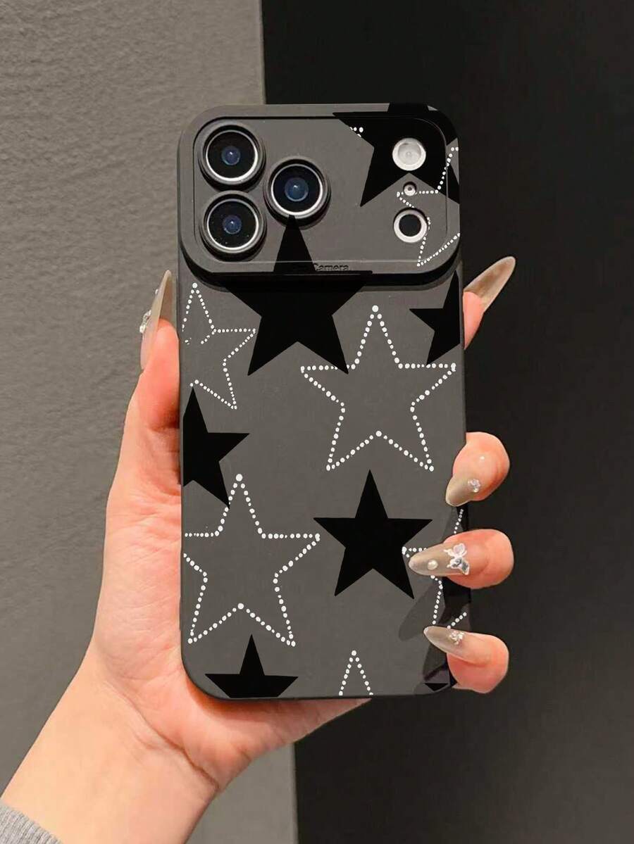 1pc Star Pupil Matte Anti-Drop TPU Phone Case Compatible With IPhone 17 Air/17 Pro Max, 16 Pro, 11, 15 Pro Max, 14 Pro Max / Galaxy, / Honor X6A, X7B, X8B / S25,International Version, Not The Domestic Version - Black - View 1