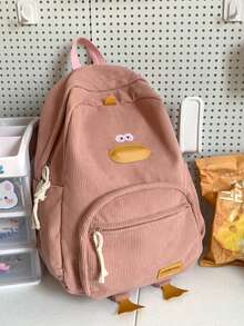 2026 New High-Value Student Backpack, Minimalist Corduroy Large Capacity Middle School Backpack - Pink - View 7