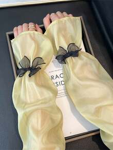 1 双女士夏季蝴蝶结防晒臂套，宽松透气仙女风保暖臂套 - 防曬袖套 - 查看 12