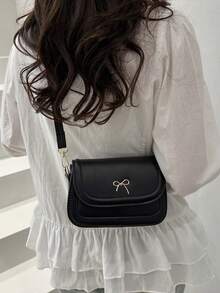 新款可爱蝴蝶结迷你马鞍包，时尚斜挎包，夏季ins风小方包，适合购物和通勤，可爱蝴蝶结设计 - 黑色 - 查看 5