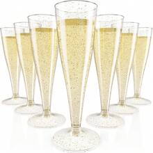 5/10个5.5盎司可重复使用塑料香槟杯，现代优雅，适合婚礼、派对、生日等场合。 - 款式隨機 - 查看 6