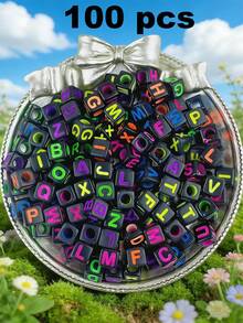 100/2000颗白色亚克力字母珠 6x6mm - “A-Z”字母和数字立方体隔珠，适用于DIY珠宝制作、项链、手链、耳环 - 非常适合手工艺人和小企业 - 黑與白 - 查看 33