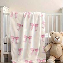 1 Piece Vintage Pink Bow Flannel Blanket - Ultra Soft Cozy Texture, Best Gifts For Her, Mother, Girl, Daughter, Best Friend, Little Friend, Boyfriend, Son, Brother, Wedding Gifts. Playful Bow Print On White, All-Season Lightweight Blanket For Bed And Sofa, Machine Washable, Ideal For Home, Office, Camping, Travel & Halloween-Christmas Decoration. - 多色 36 - 查看 8