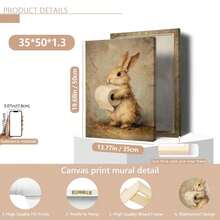 1pc Vintage Rabbit & Toilet Paper Easter Pattern Bathroom Wall Decor - Funny Farmhouse Style Decoration - Printable Rabbit Wall Art, Suitable For Home, Room, Bedroom, Living Room, Bathroom Decor, Wall Art With Frame - A - View 13